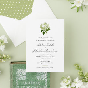 Convite Casamento Grandmillennial com Hortênsia Branca