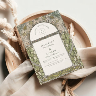 Convite Casamento Green Sage Art Nouveau