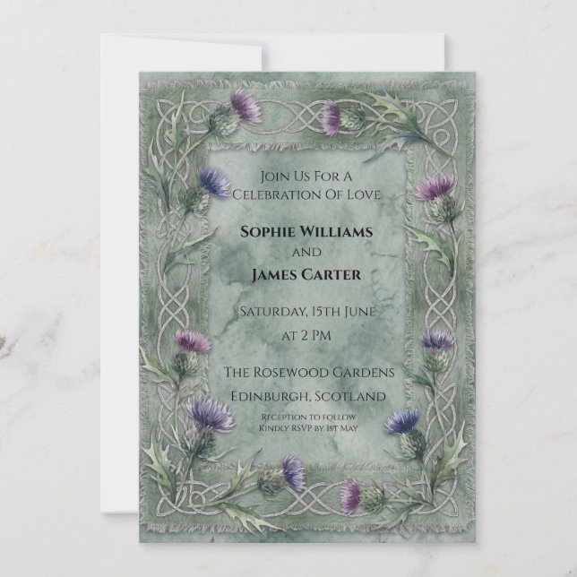 Convite Casamento Green Thistle (Frente)