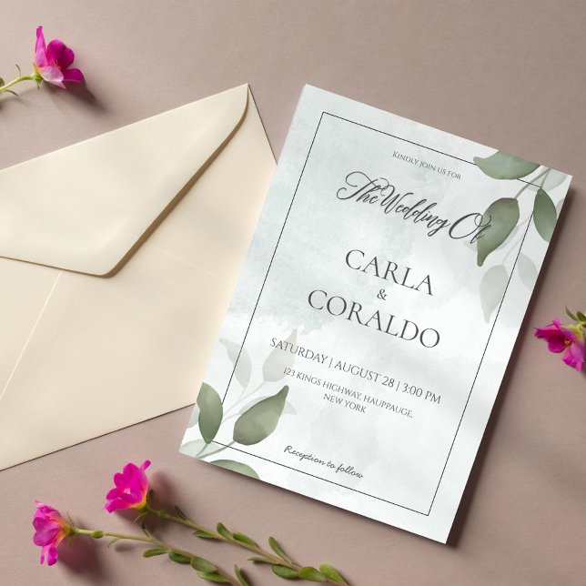 Convite Casamento Greenery Minimalista (Criador carregado)