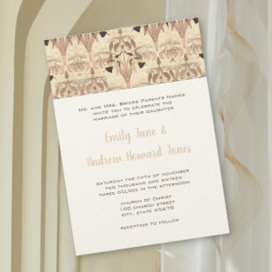 Convite Casamento grego Beija-flor Rosa Art Deco