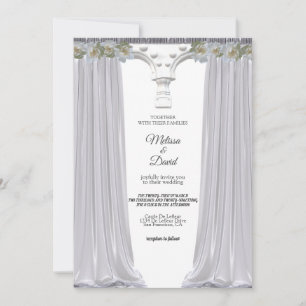 Convite Casamento Grego Floral Branco Elegante Arco