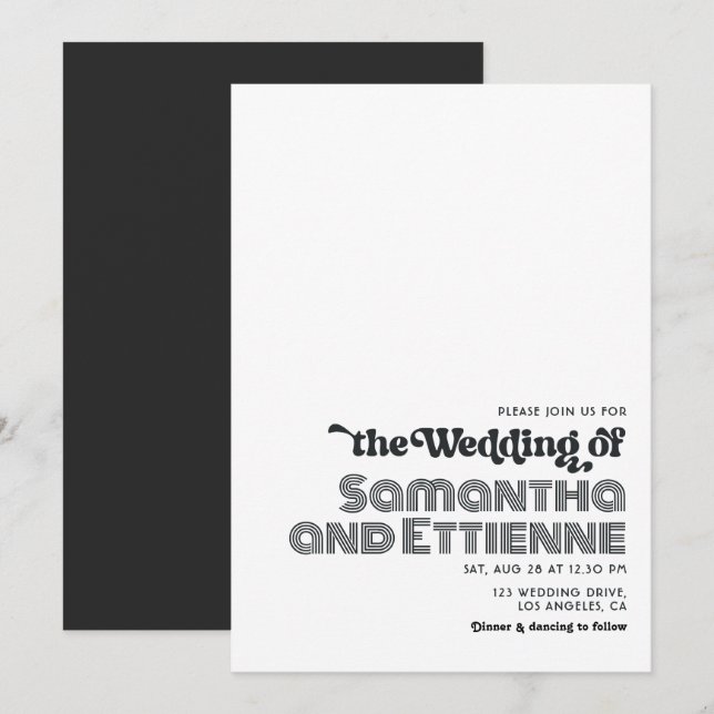 Convite Casamento Groovy Retro Vibes (Frente/Verso)