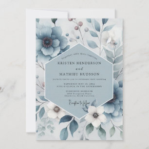 Convite Casamento Harmonia Floral Azul Ardósia
