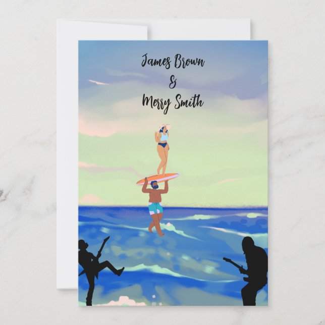 Convite Casamento Harmonioso da Melodia do Amor Oceano Ser (Frente)