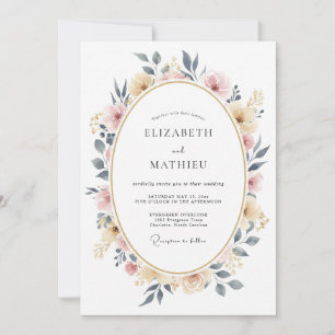 Convite Casamento Harmonioso de Primavera com Rosa Cor-de-