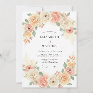 Convite Casamento Harmonioso de Primavera em Pêssego