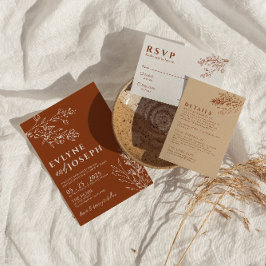 Convite Casamento Herbal Floral Boho Burnt Orange Terracot