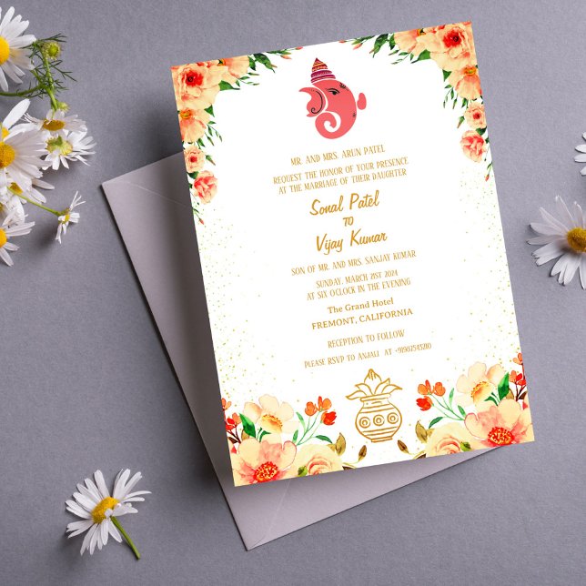 Convite Casamento Hindu de Ganesha (Criador carregado)