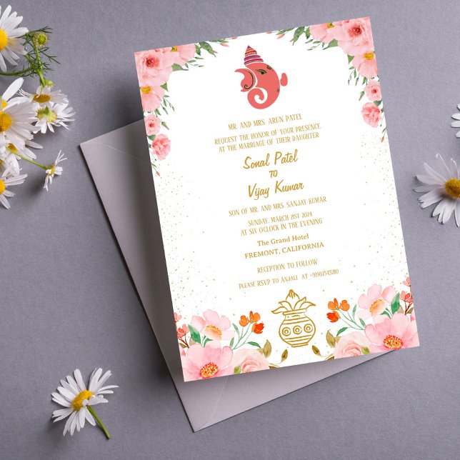 Convite Casamento Hindu de Ganesha (Criador carregado)