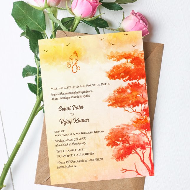 Convite Casamento Hindu de Ganesha (Criador carregado)
