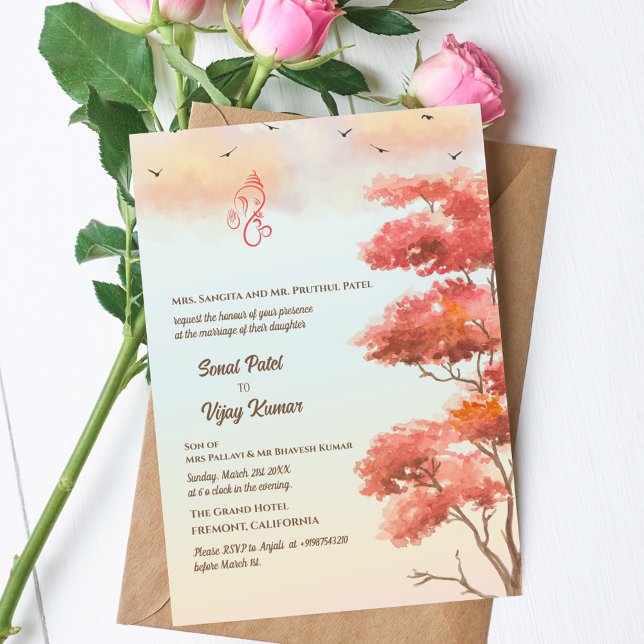 Convite Casamento Hindu de Ganesha (Criador carregado)