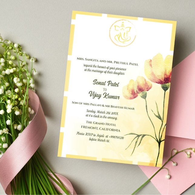 Convite Casamento Hindu de Ganesha (Criador carregado)