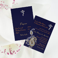 Casamento Hindu de Paisley de Prata Dourada Ganesh