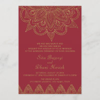 Casamento Hindu Dourado Mehndi, Rich Vermelho Indi