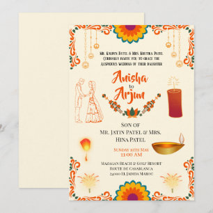 Convite Casamento Hindu Floral Digital