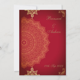 Convite Casamento Hindu Red Mandala