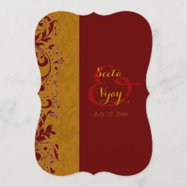 Convite Casamento hindu vermelho e dourado