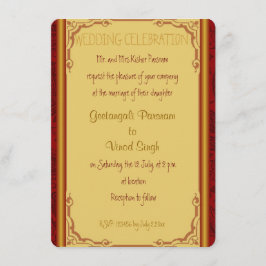 Convite Casamento hindu vermelho e dourado