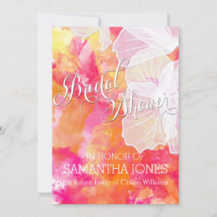 CONVITE CASAMENTO HOLLYHOCK SUNSET WATERCOLOR