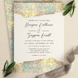 Convite Casamento Holográfico com Glam Glitter de Script S