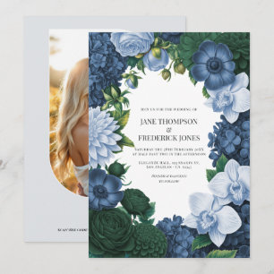 Convite Casamento Holstein Blue, Silver Slate & Smoky Pine