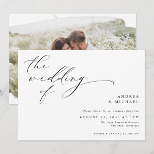 Convite Casamento Horizontal de Foto Romântica com Letra V