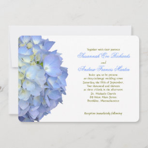 Convite Casamento Horizontal de Hydrangea Lua Azul