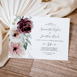 Convite Casamento Horizontal de Romance Floral