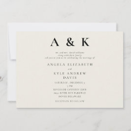 Convite Casamento Horizontal Moderno do Monograma bege Mod