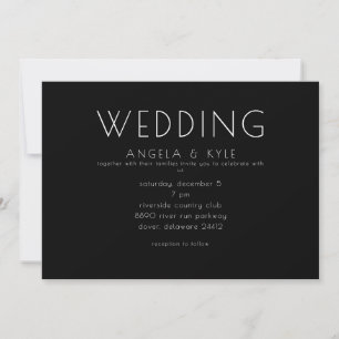 Convite Casamento Horizontal Preto Fonte Moderna