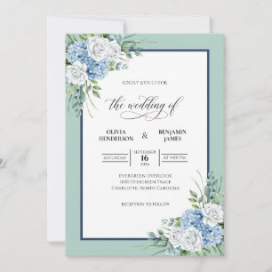 Convite Casamento Hortênsia Periwinkle Menta Eucalipto Cin
