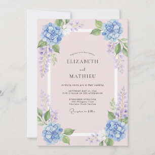 Convite Casamento Hortênsia Wisteria Azul-Violeta