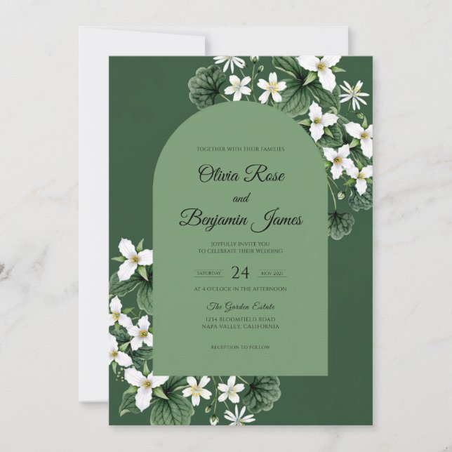 Convite Casamento Hunter Jasmine Leaf (Frente)