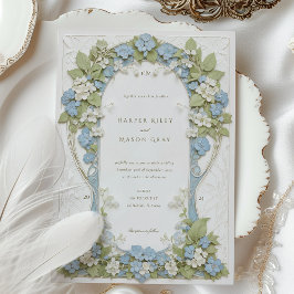 Convite Casamento Hydrangeas Art Nouveau