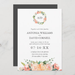 Convite Casamento I do Monograma Botânico de Pessegueira F