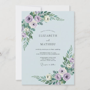 Convite Casamento Idílico de Primavera Azul Pó