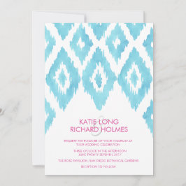 Convite Casamento Ikat Azul Turquesa