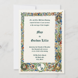 Convite Casamento Iluminado da Idade Média 1400