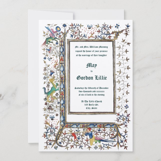 Convite Casamento Iluminado da Medieval 1415 (Frente)