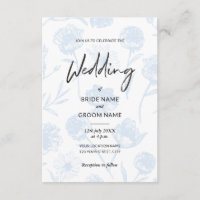 Casamento Ilustração Elegante Floral Azul Claro