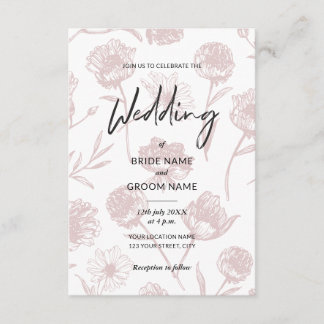 Convite Casamento Ilustração Floral Elegante Borgonha