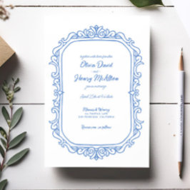 Convite Casamento Ilustrado Branca E Manuscrito