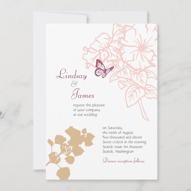 Convite Casamento Ilustrado de Flores e Jardinagem de Borb (Frente)