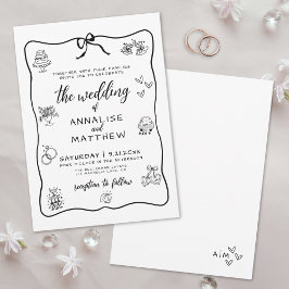 Convite Casamento Ilustrado Desenhado À Mão