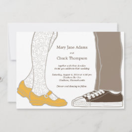 Convite Casamento ilustrado entre Calçados e tênis