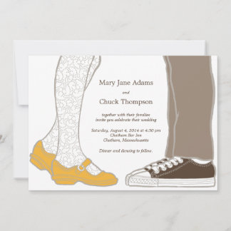 Convite Casamento ilustrado entre Calçados e tênis