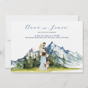 Convite Casamento Ilustrado na Montanha Rústica