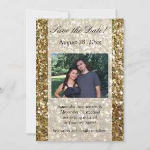 Convite Casamento Impresso com Brilho Dourado Elegante