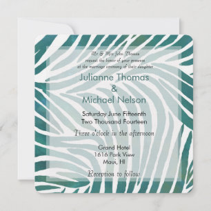 Convite Casamento Impresso de Teal Zebra